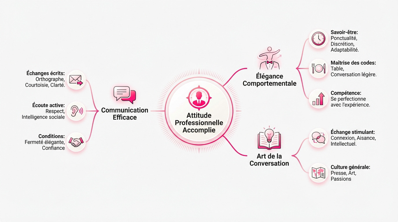 Femme élégante illustrant les clés d'une attitude professionnelle réussie et d'une image de haut niveau