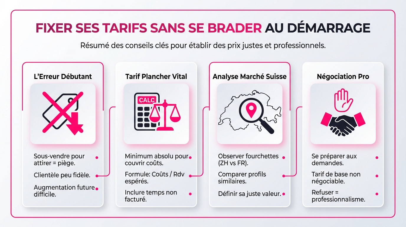 Femme calculant ses tarifs d'escorte débutante en Suisse avec un carnet et une calculatrice