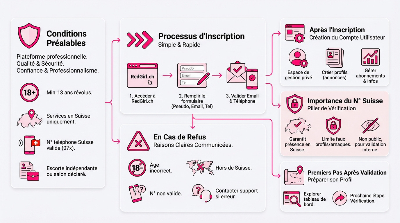 Guide complet inscription RedGirl pour escortes et salons en Suisse