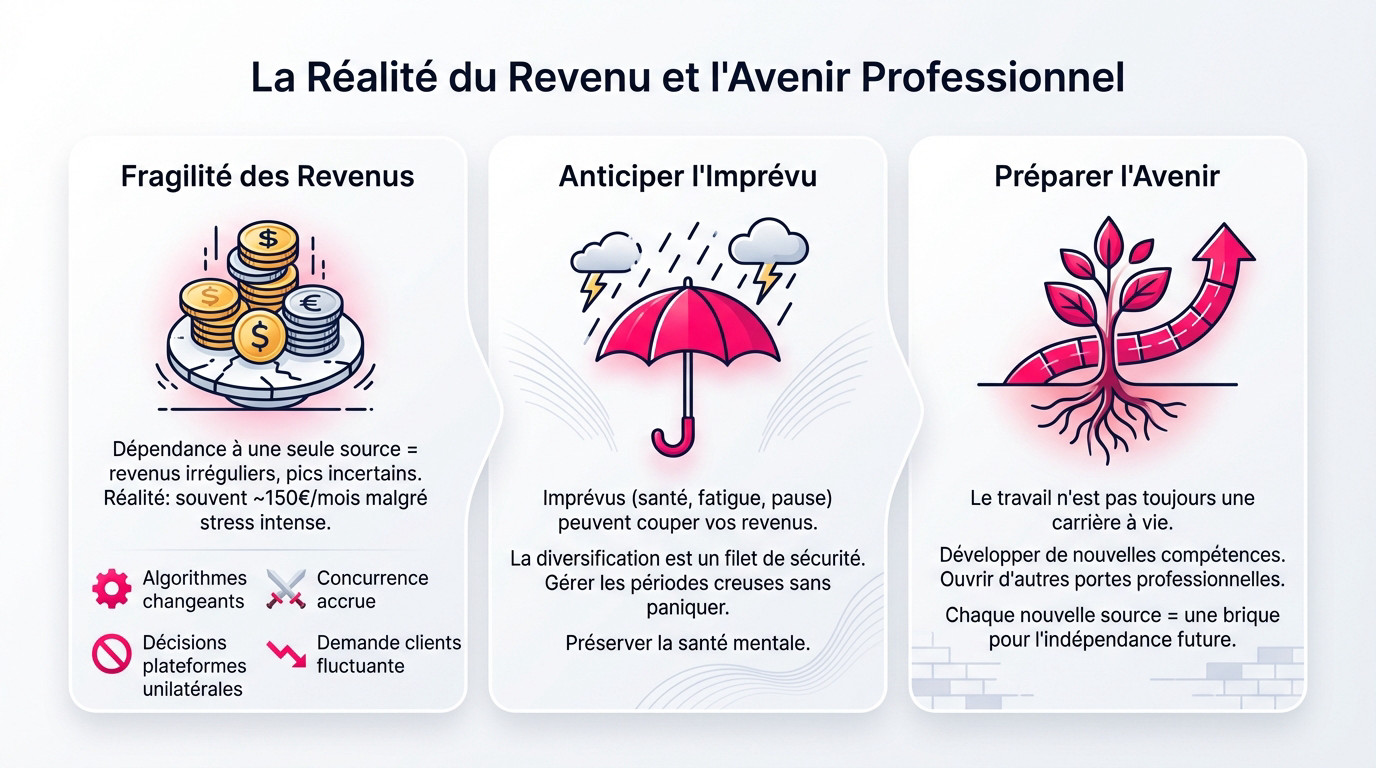 Graphique illustrant la volatilité des revenus dans l'industrie pour adultes et l'importance de la diversification