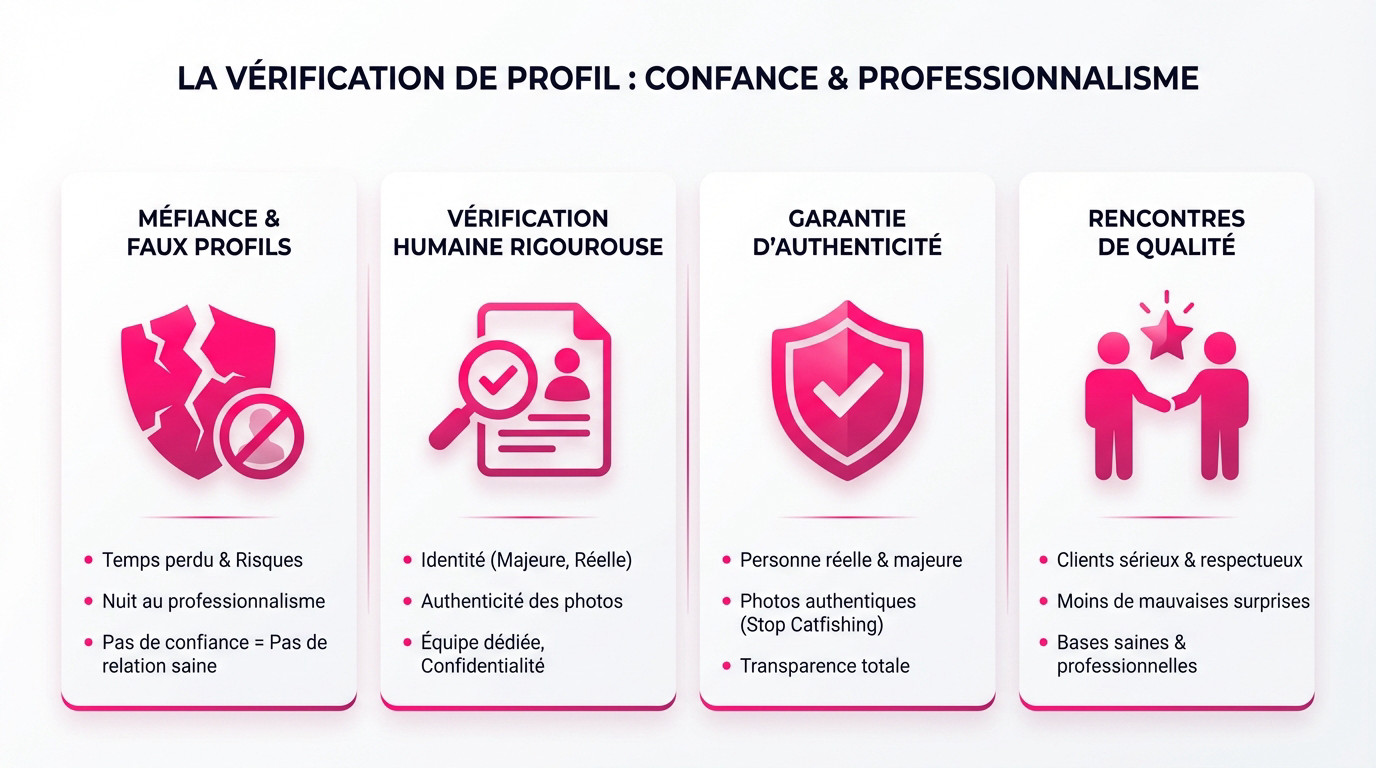 Badge de vérification de profil RedGirl garantissant confiance et professionnalisme pour les escortes en Suisse
