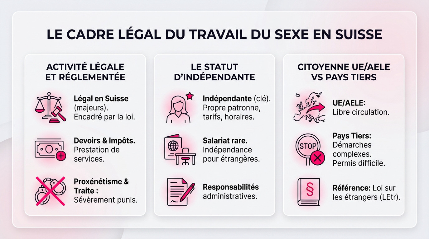 Illustration des documents administratifs et du passeport nécessaires pour travailler légalement comme escort en Suisse