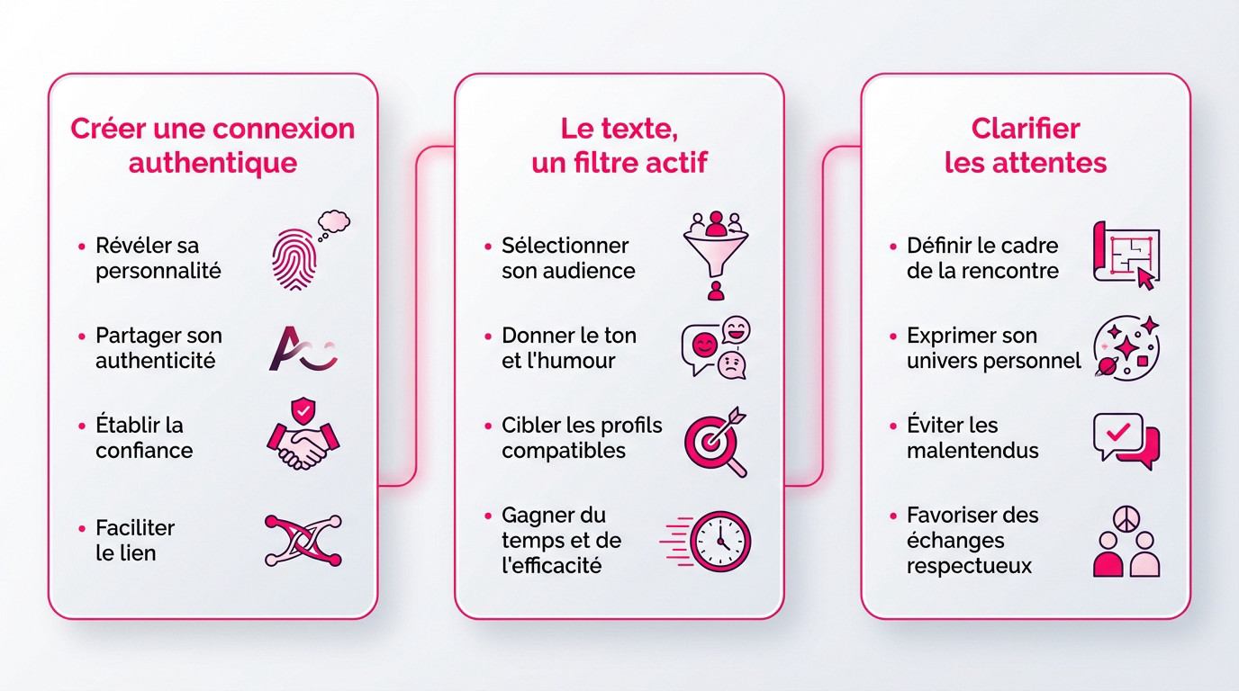 Infographie illustrant l'impact du texte pour filtrer les clients et définir les attentes