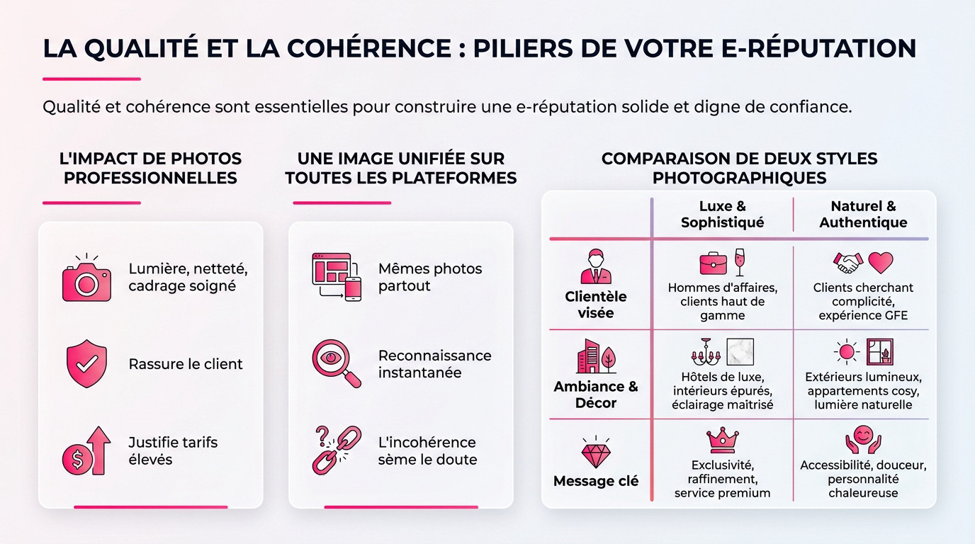 Impact de la qualité des photos et de la cohérence visuelle sur l'e-réputation d'une escort