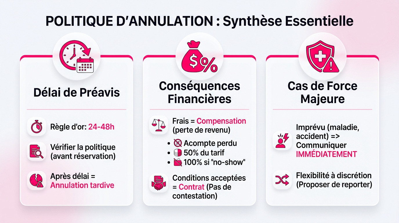 Synthèse des règles essentielles de la politique d'annulation et respect des délais