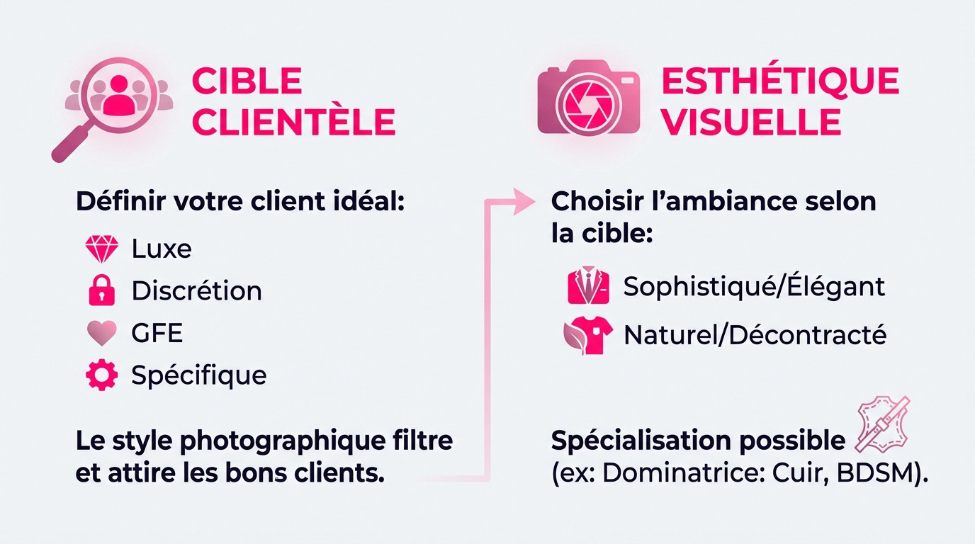 Stratégie de marque visuelle pour escort : définir sa cible et son esthétique photo