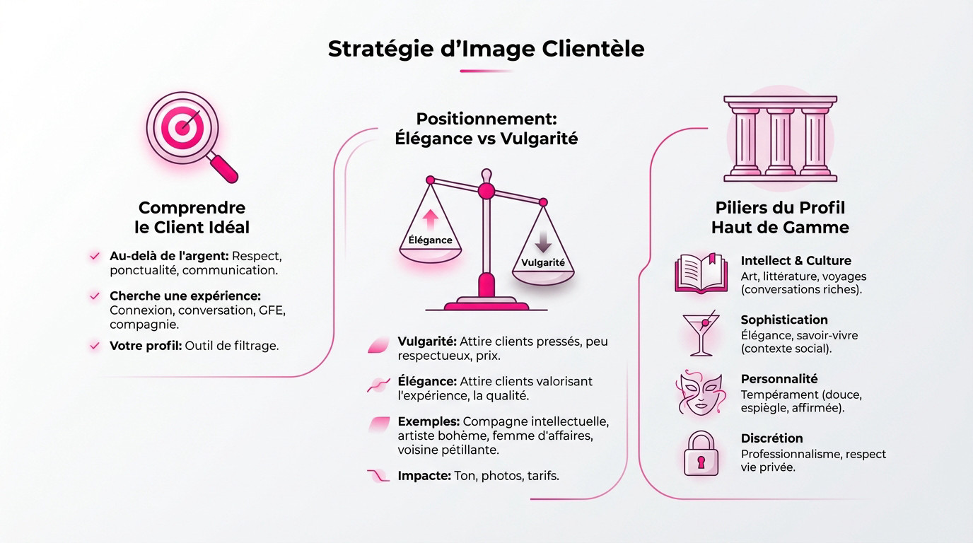 Stratégie de positionnement pour définir une image d'escort haut de gamme et attirer une clientèle sélective