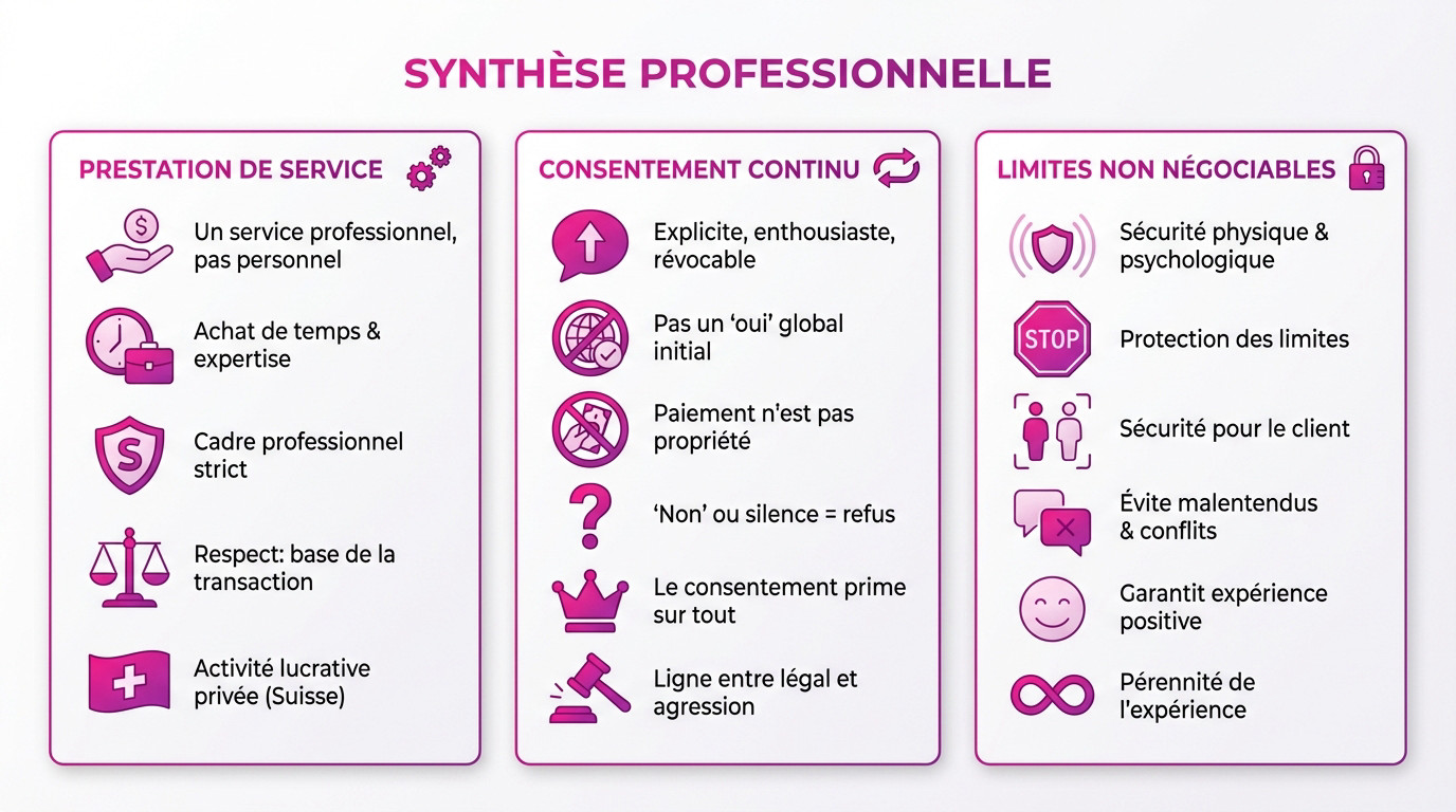 Poignée de main symbolisant le respect des limites et le consentement professionnel entre un client et une escort