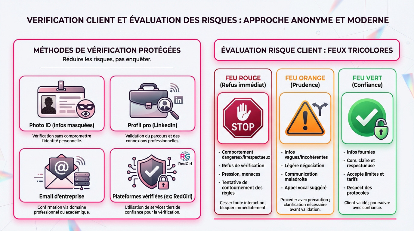 Vérification anonyme et évaluation des risques pour escorte indépendante