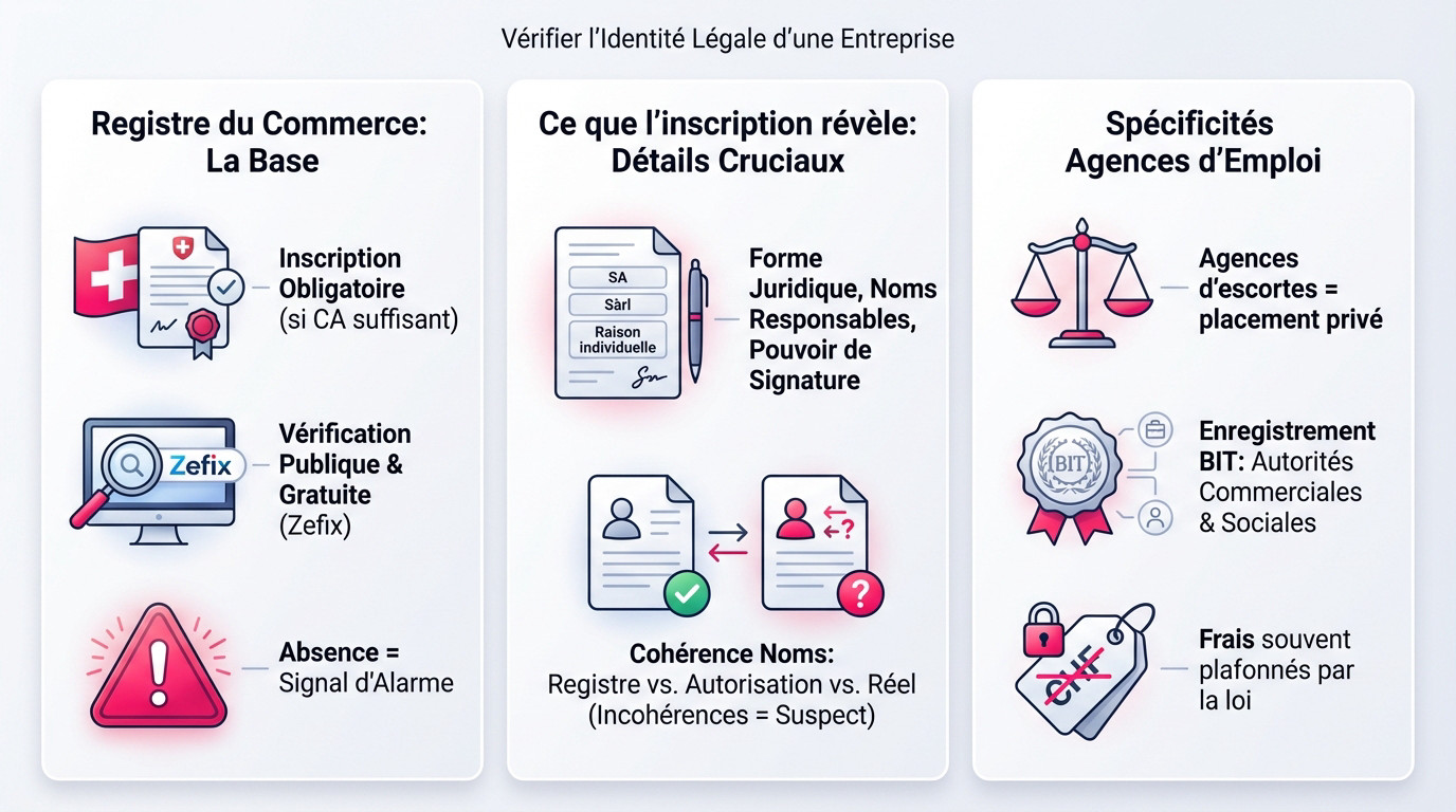 Vérification de l'identité légale d'un salon ou d'une agence via le registre du commerce suisse