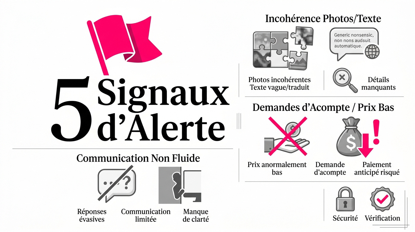 Illustration des signaux d'alerte visuels pour identifier un faux profil d'escorte