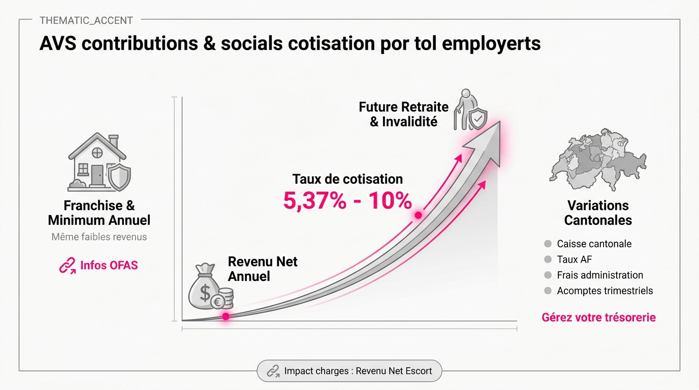 Tableau des cotisations AVS et charges sociales pour les indépendantes en Suisse