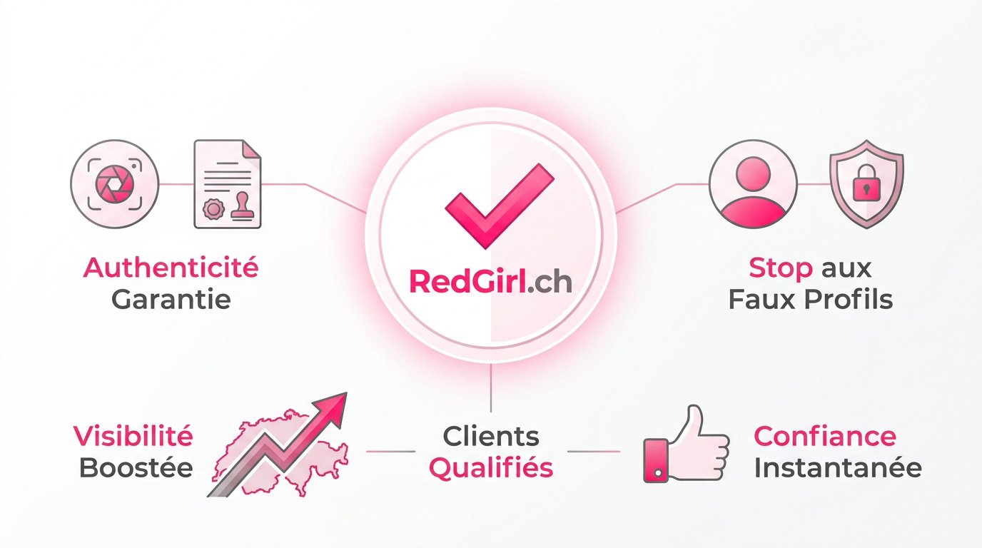 Badge de confiance RedGirl.ch garantissant la fiabilité et la sécurité des profils en Suisse