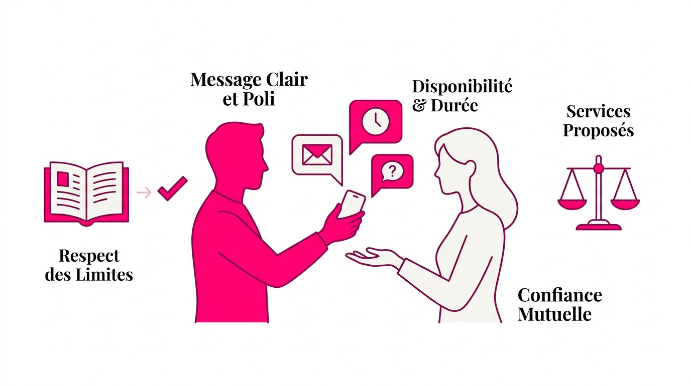 Client envoyant un message respectueux pour une réservation d'escorte en Suisse