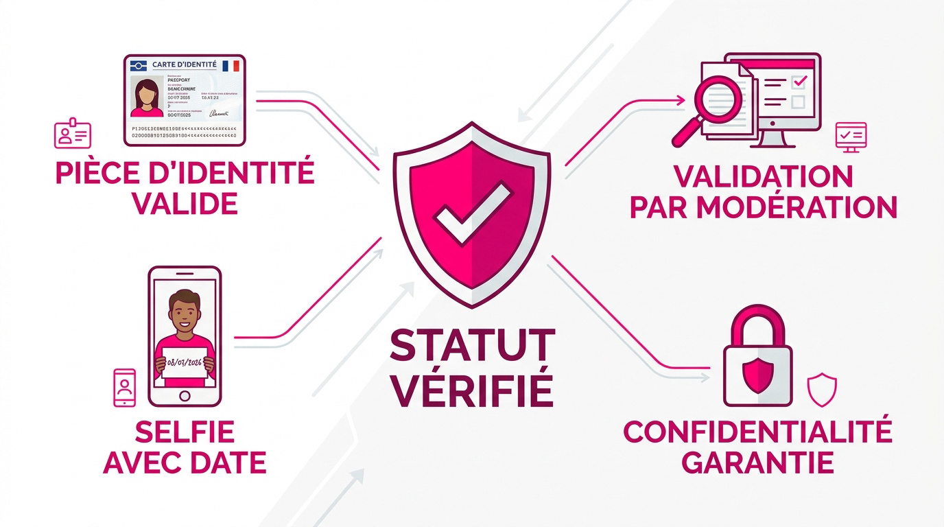 Processus de vérification d'identité sécurisé sur RedGirl.ch pour obtenir le badge vérifié
