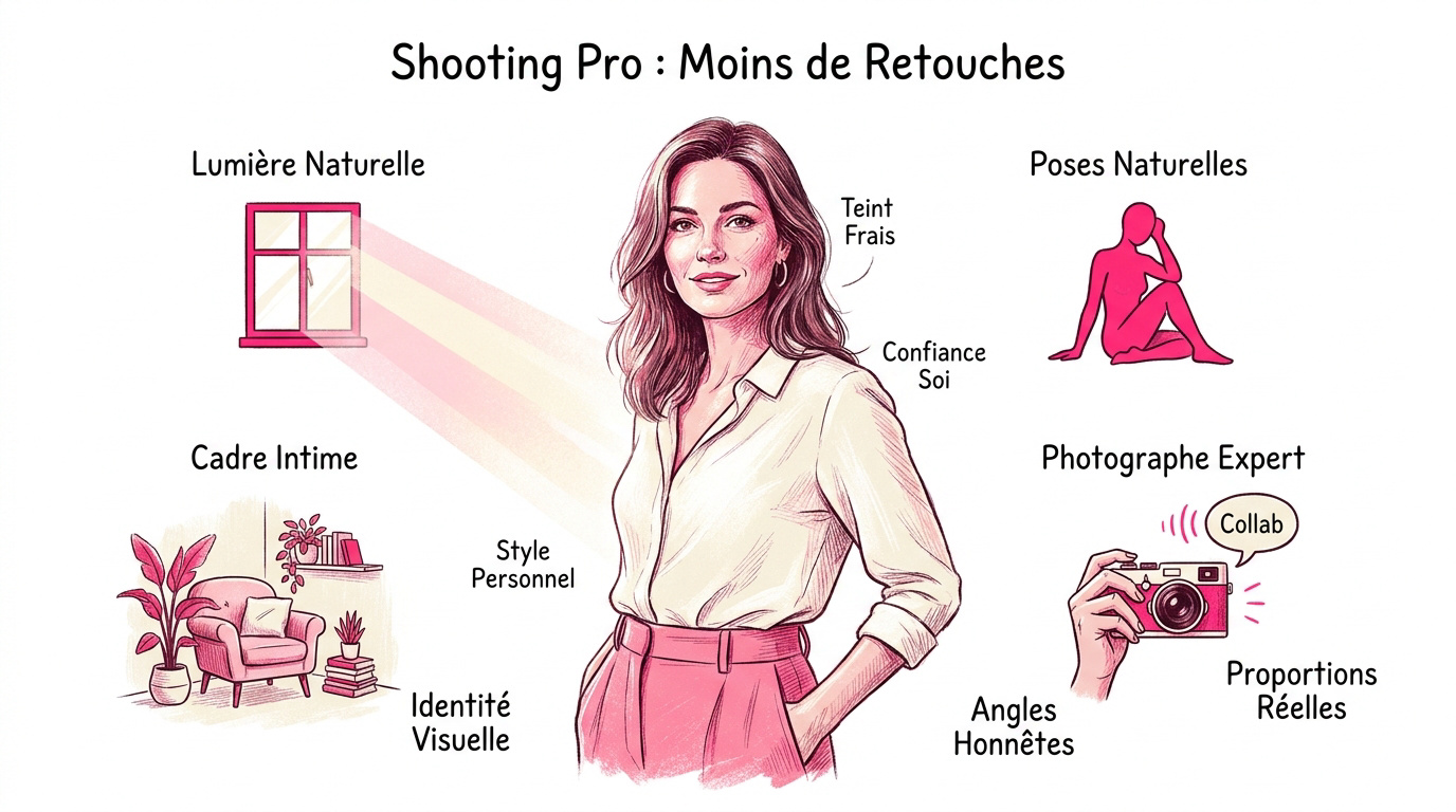 Escort en Suisse préparant son shooting photo professionnel pour un rendu naturel et authentique