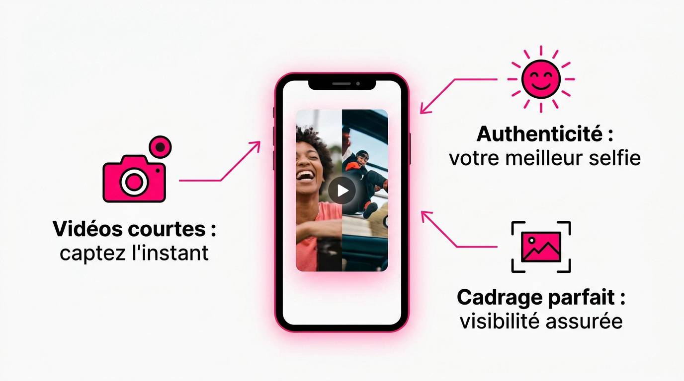 Vidéo courte et selfie authentique pour une annonce mobile-first en Suisse